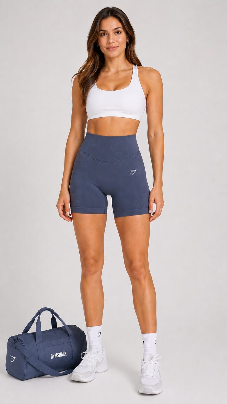 Gymshark Sweat Seamless Shorts Womens XS Evening Blue New Athleisure B6A4S